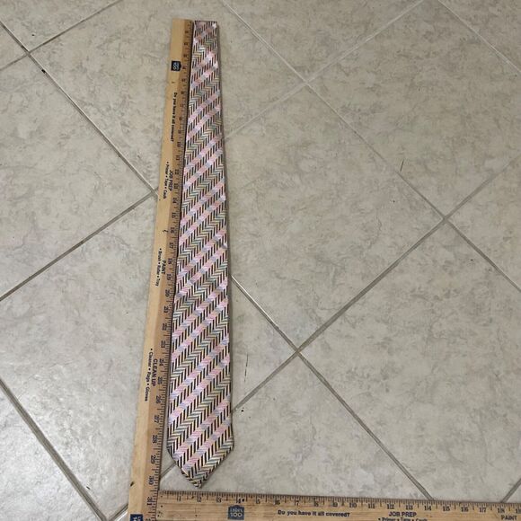 JOHN W Nordstrom Silk Repp Tie Necktie MADE IN ITALY PINK BROWN STRIPES - Picture 5 of 9